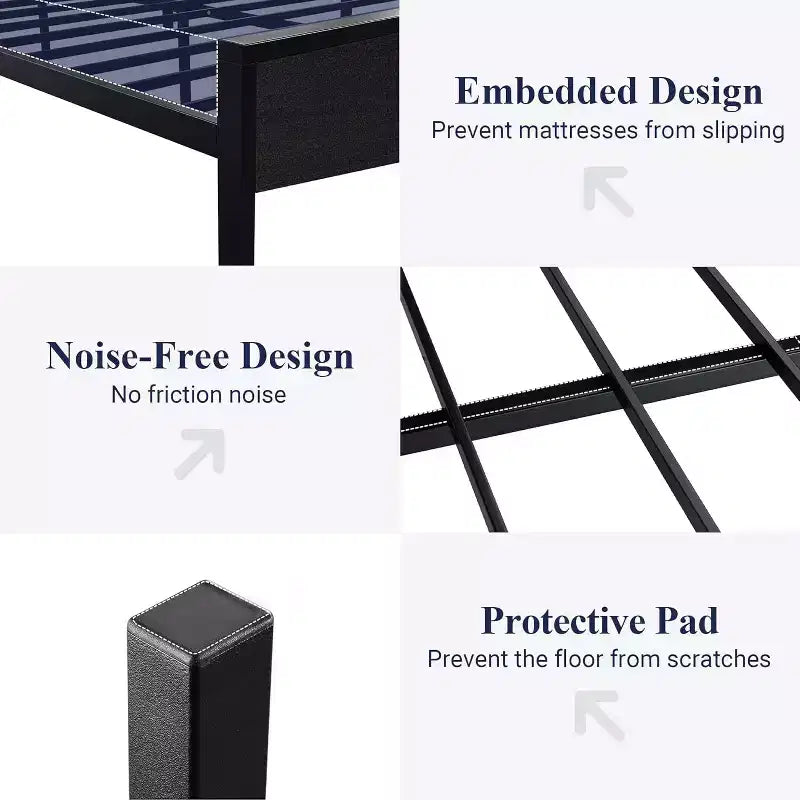 Platform Bed Frame with Headboard and Footboard Under Bed Storage No Box Spring Needed 12 Metal Slats Noise Free