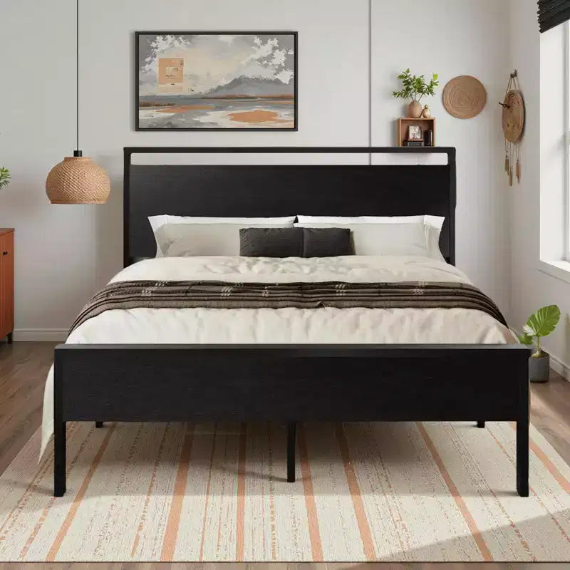 Platform Bed Frame with Headboard and Footboard Under Bed Storage No Box Spring Needed 12 Metal Slats Noise Free