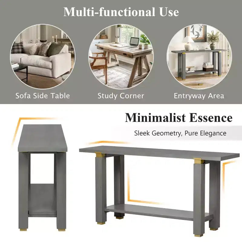 Minimalist Console Table with Storage Wood Entryway Table with Open Shelf Farmhouse Hallway Table
