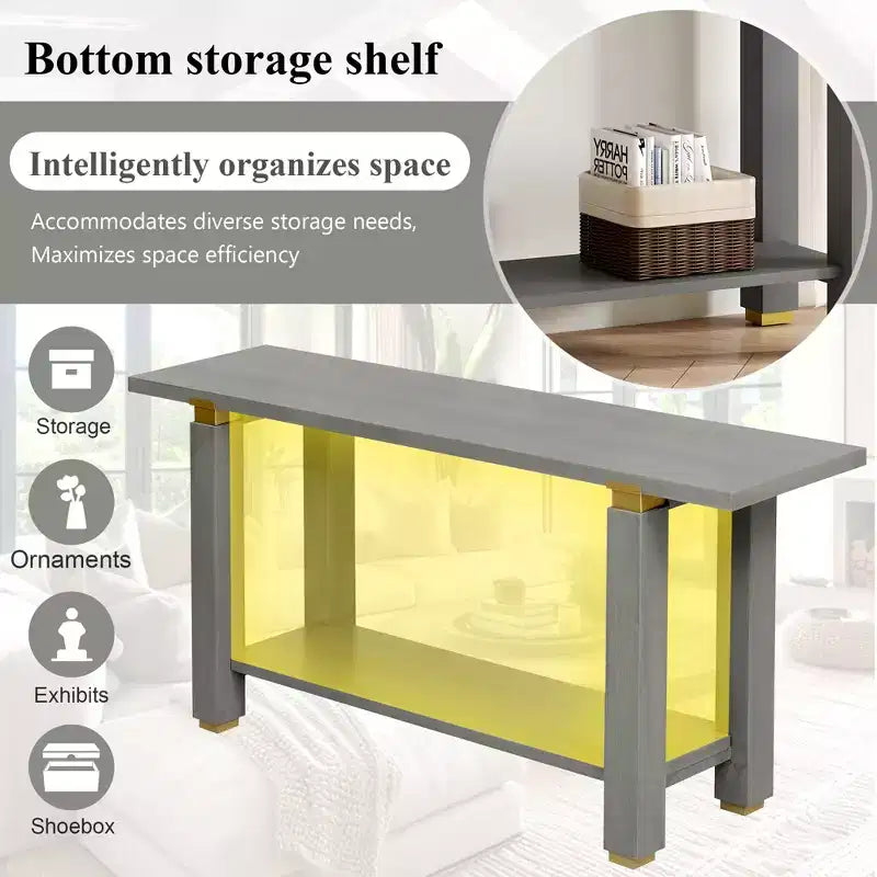 Minimalist Console Table with Storage Wood Entryway Table with Open Shelf Farmhouse Hallway Table