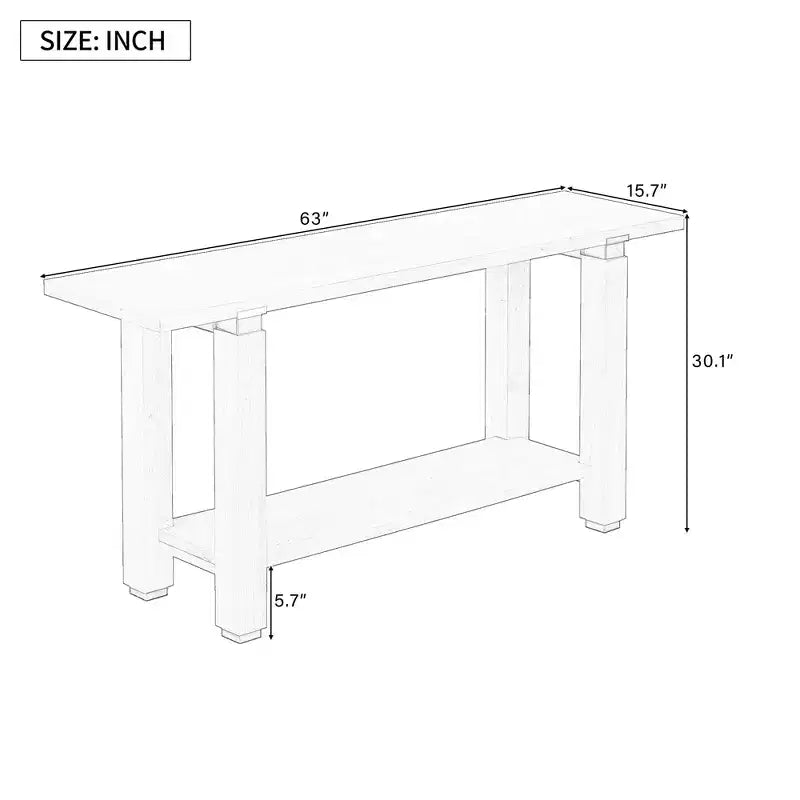 Minimalist Console Table with Storage Wood Entryway Table with Open Shelf Farmhouse Hallway Table