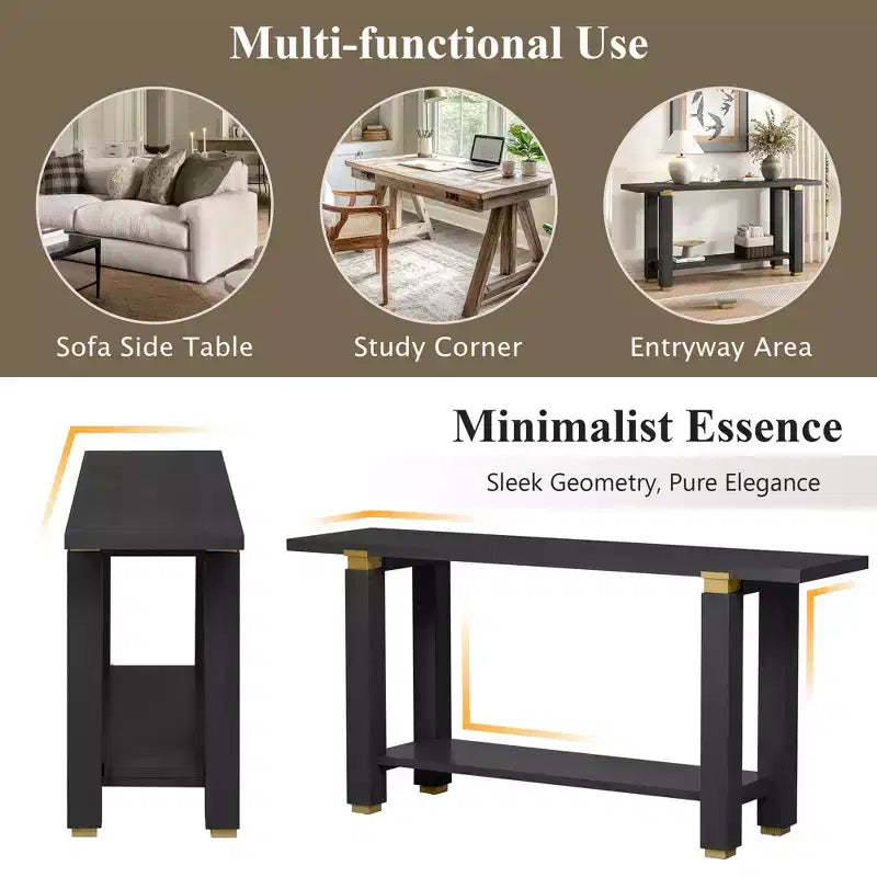 Minimalist Console Table with Storage Wood Entryway Table with Open Shelf Farmhouse Hallway Table