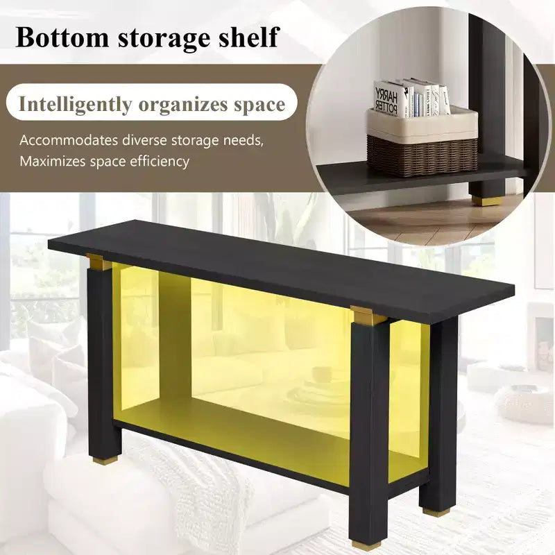 Minimalist Console Table with Storage Wood Entryway Table with Open Shelf Farmhouse Hallway Table
