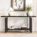 Minimalist Console Table with Storage Wood Entryway Table with Open Shelf Farmhouse Hallway Table