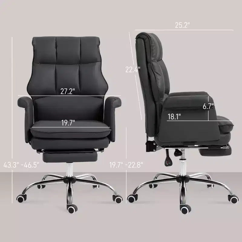 PU Leather Executive Office Chair Ergonomic and Reclining Office Desk Chair with Footrest