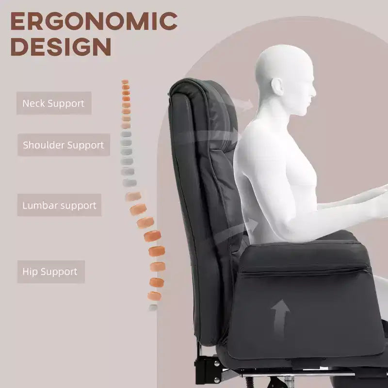 PU Leather Executive Office Chair Ergonomic and Reclining Office Desk Chair with Footrest