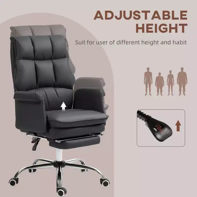PU Leather Executive Office Chair Ergonomic and Reclining Office Desk Chair with Footrest