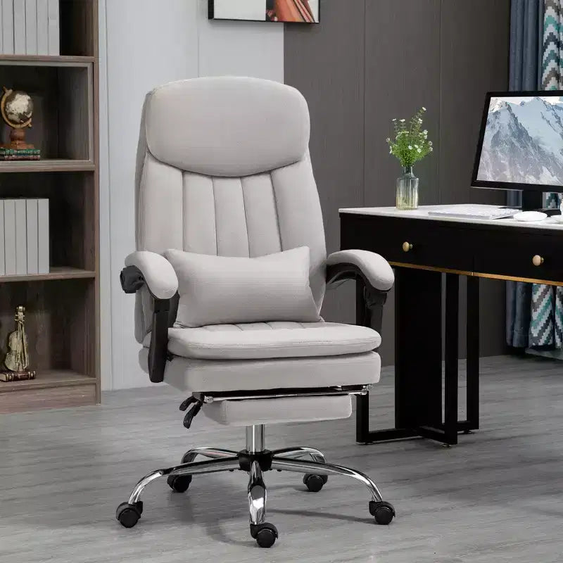 Executive Office Chair with Vibration Massage Microfibre Swivel Desk Chair Heated Reclining Computer Chair with Lumbar Support Pillow Footrest