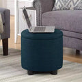 HomeStock Comfort Round Accent Storage Ottoman with Reversible Tray Lid