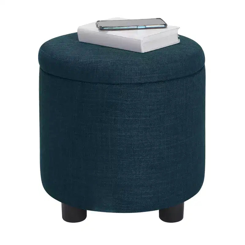 HomeStock Comfort Round Accent Storage Ottoman with Reversible Tray Lid
