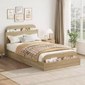 Twin Size Bed Frame Heavy Duty Wood Slats with Storage Headboard and Raised-Foodboard No Box Spring Needed Easy Assembly for boys and girls