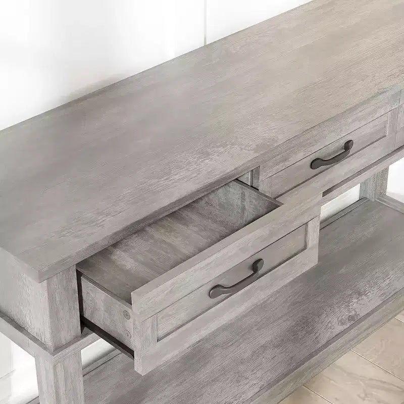 54 Entryway Table Console Table with 3 Storage Drawers 3-Tiered Country-Style Wooden Sofa Table Hallway Tables for Entryway Living Room