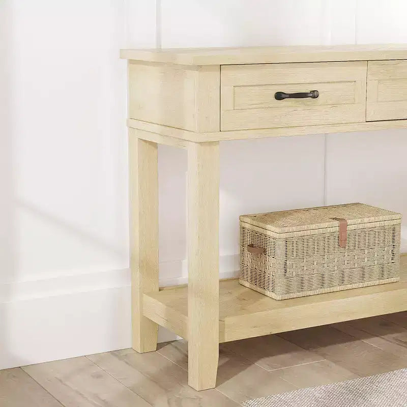 54 Entryway Table Console Table with 3 Storage Drawers 3-Tiered Country-Style Wooden Sofa Table Hallway Tables for Entryway Living Room