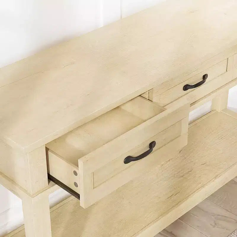 54 Entryway Table Console Table with 3 Storage Drawers 3-Tiered Country-Style Wooden Sofa Table Hallway Tables for Entryway Living Room