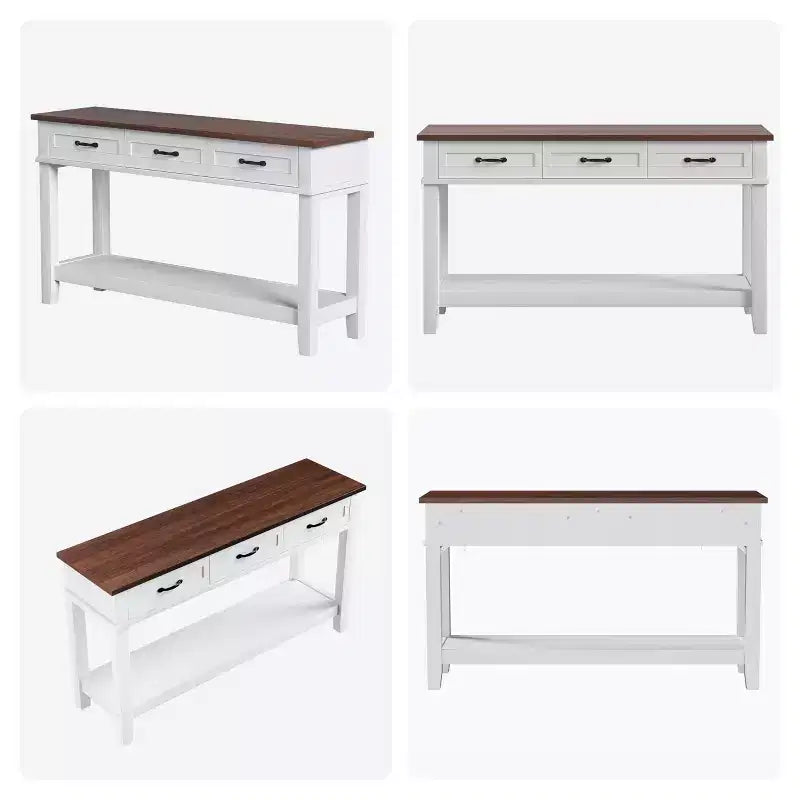 54 Entryway Table Console Table with 3 Storage Drawers 3-Tiered Country-Style Wooden Sofa Table Hallway Tables for Entryway Living Room