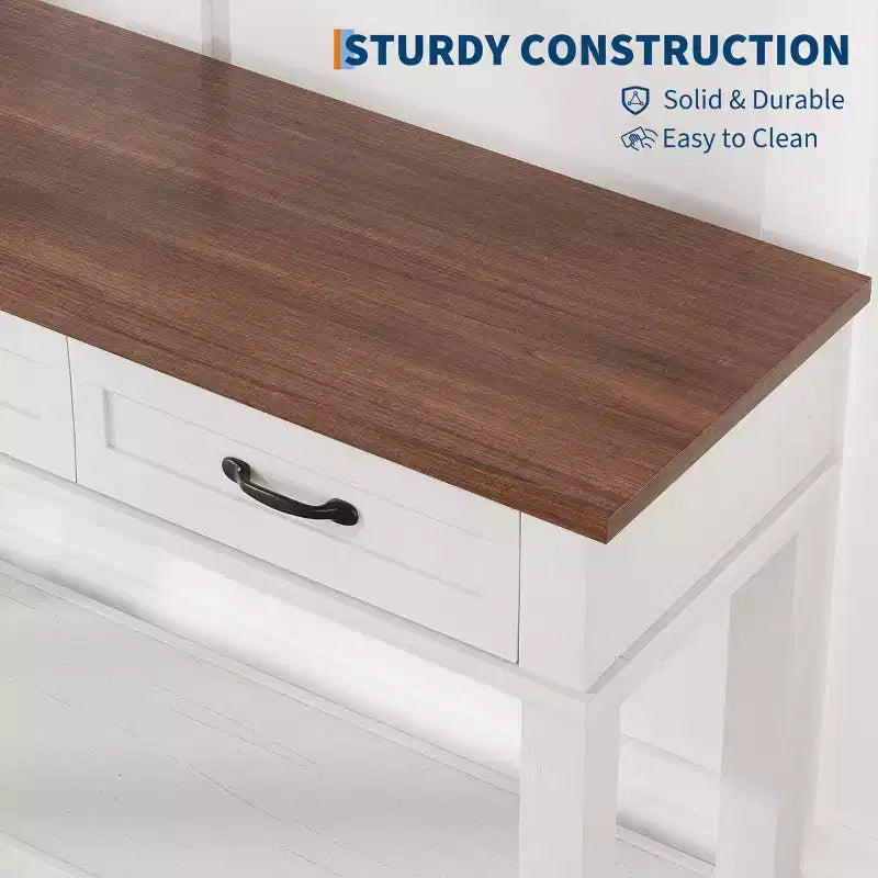 54 Entryway Table Console Table with 3 Storage Drawers 3-Tiered Country-Style Wooden Sofa Table Hallway Tables for Entryway Living Room