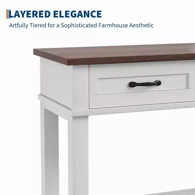 54 Entryway Table Console Table with 3 Storage Drawers 3-Tiered Country-Style Wooden Sofa Table Hallway Tables for Entryway Living Room