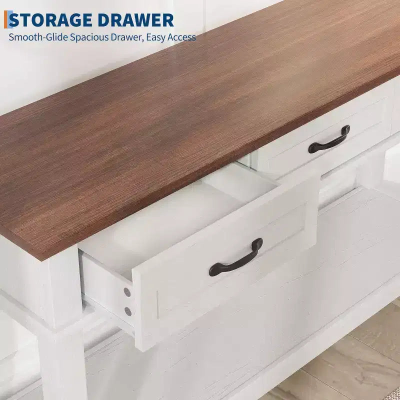 54 Entryway Table Console Table with 3 Storage Drawers 3-Tiered Country-Style Wooden Sofa Table Hallway Tables for Entryway Living Room