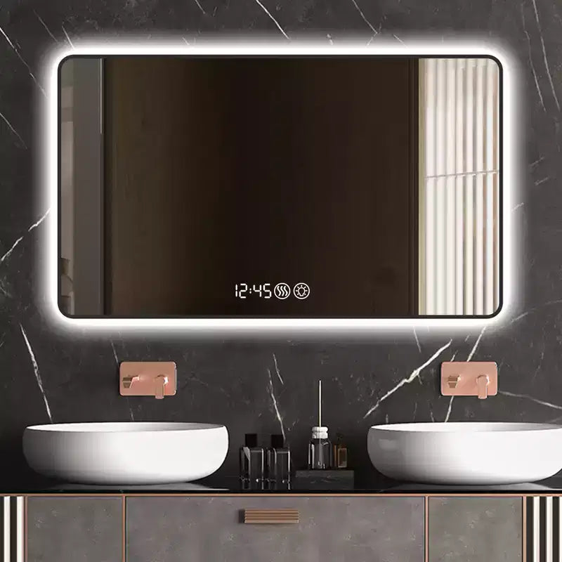 GDFStudio Rion Modern 39W Rectangular Vanity Mirror with Rounded Corners and 3 Lighting Modes