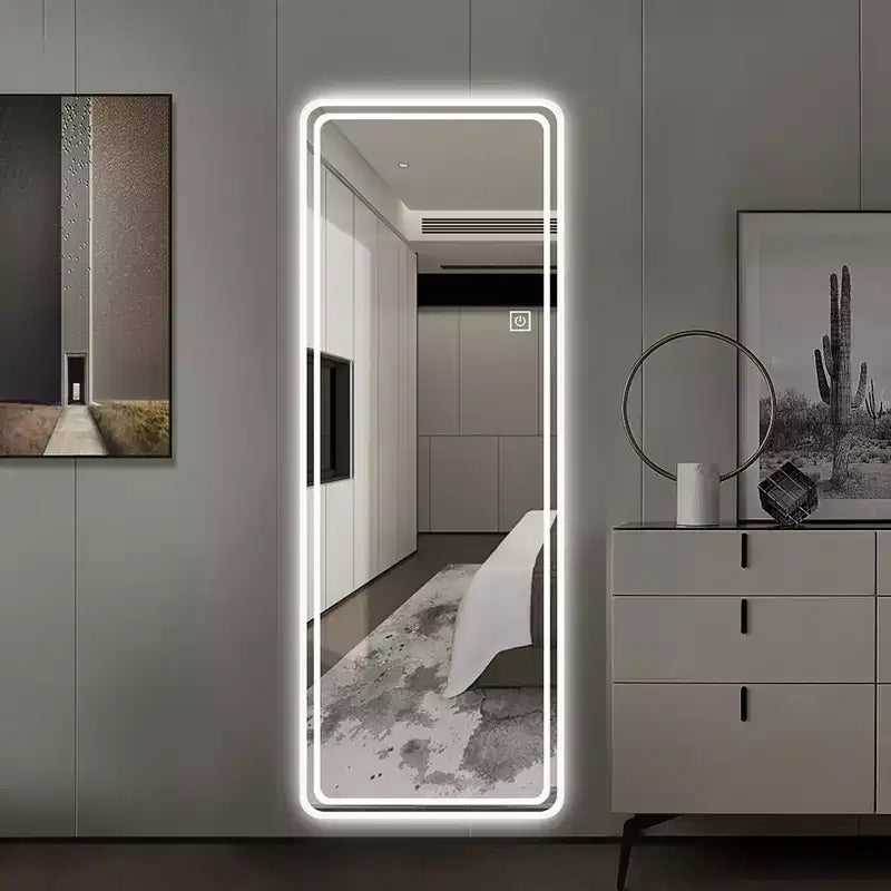 GDFStudio Zev Modern 65H Rectangular LED Full Length Frameless Mirror with 3 Color Modes