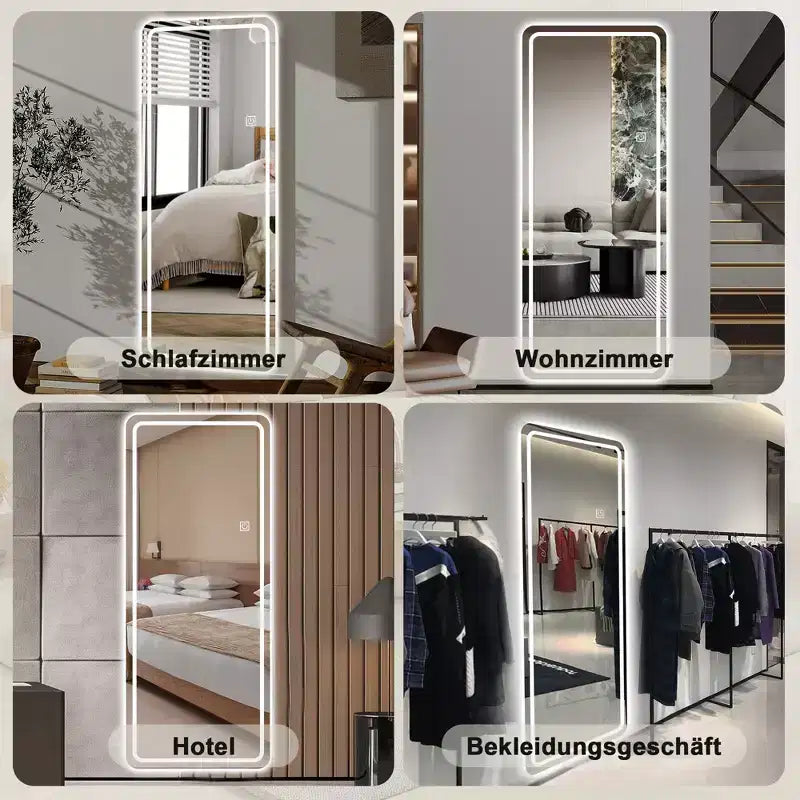 GDFStudio Zev Modern 65H Rectangular LED Full Length Frameless Mirror with 3 Color Modes