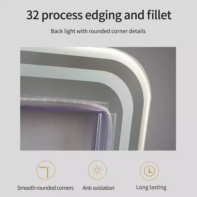 GDFStudio Zev Modern 65H Rectangular LED Full Length Frameless Mirror with 3 Color Modes