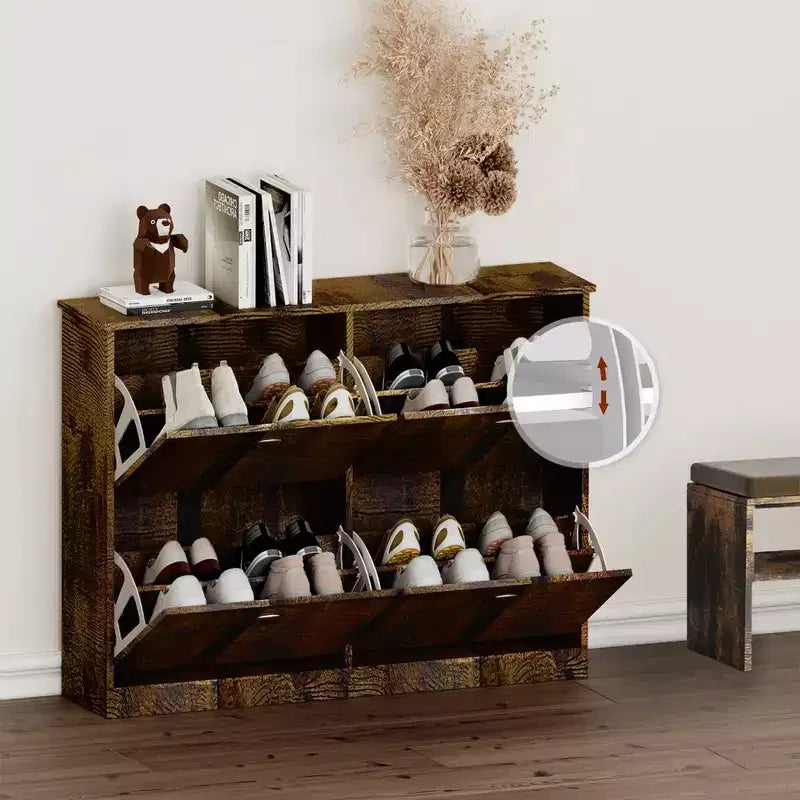 GDFStudio Zinnia Modern 40.3'' Shoe Rack with 4 Flip-Top Drawers