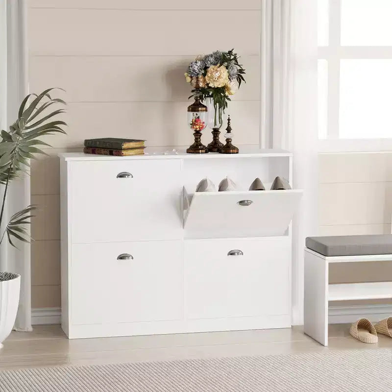 GDFStudio Zinnia Modern 40.3'' Shoe Rack with 4 Flip-Top Drawers