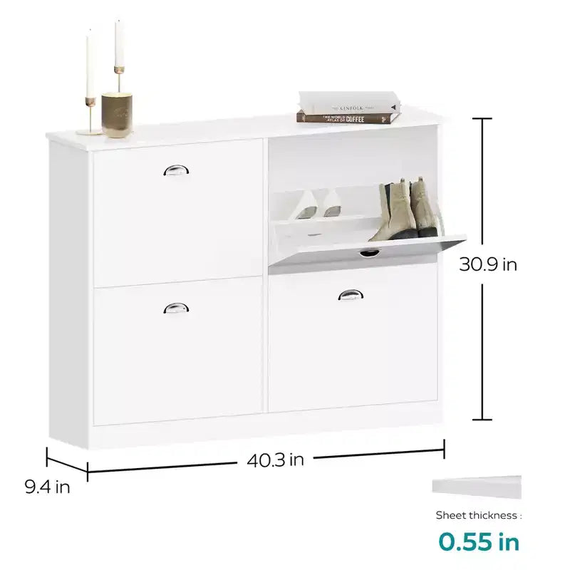 GDFStudio Zinnia Modern 40.3'' Shoe Rack with 4 Flip-Top Drawers