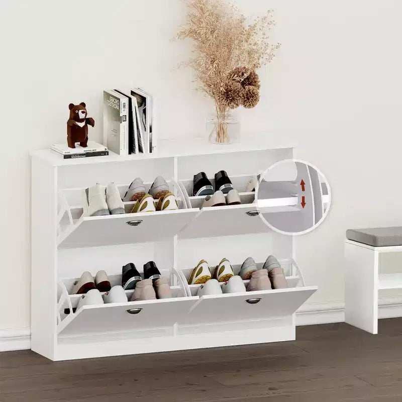 GDFStudio Zinnia Modern 40.3'' Shoe Rack with 4 Flip-Top Drawers