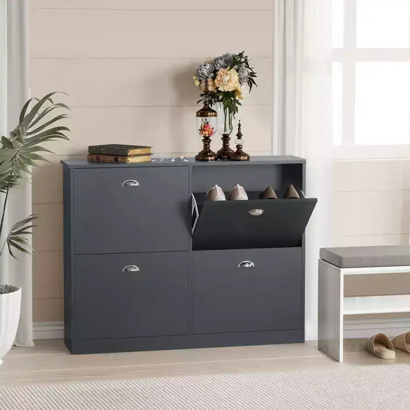 GDFStudio Zinnia Modern 40.3'' Shoe Rack with 4 Flip-Top Drawers
