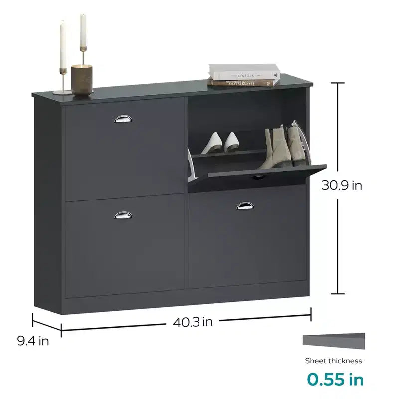 GDFStudio Zinnia Modern 40.3'' Shoe Rack with 4 Flip-Top Drawers