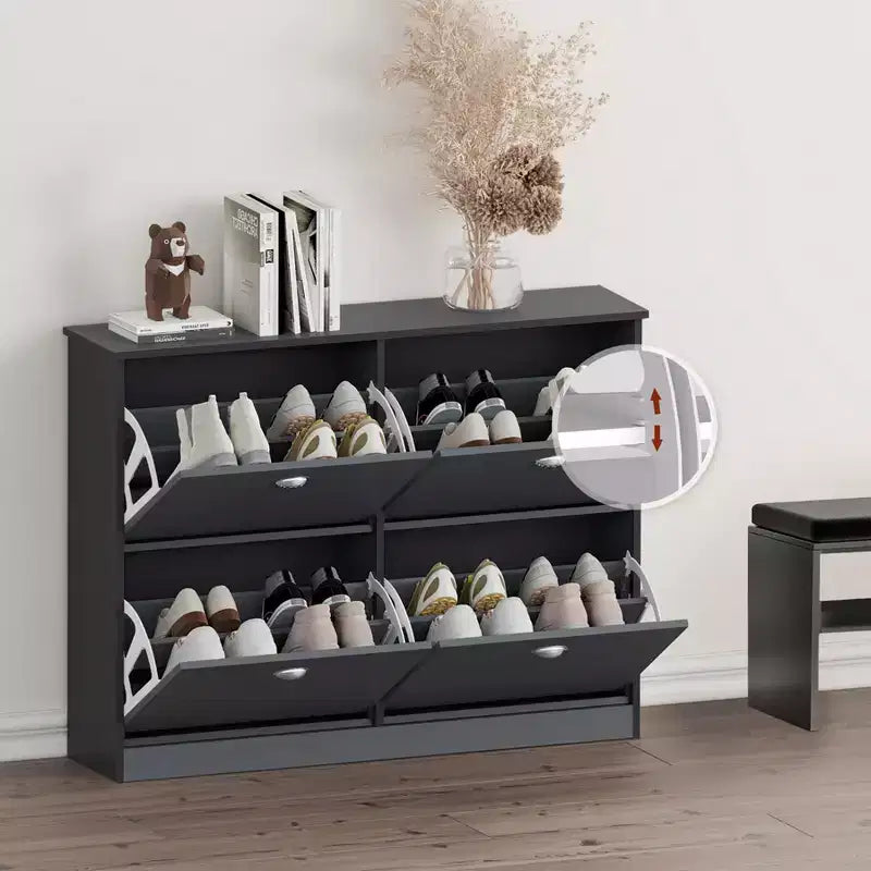 GDFStudio Zinnia Modern 40.3'' Shoe Rack with 4 Flip-Top Drawers