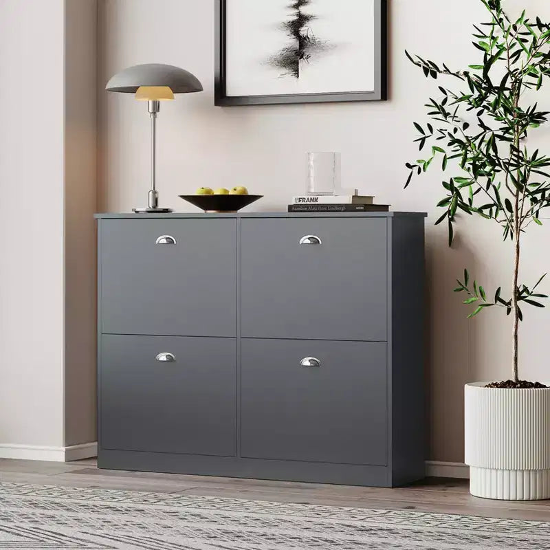 GDFStudio Zinnia Modern 40.3'' Shoe Rack with 4 Flip-Top Drawers