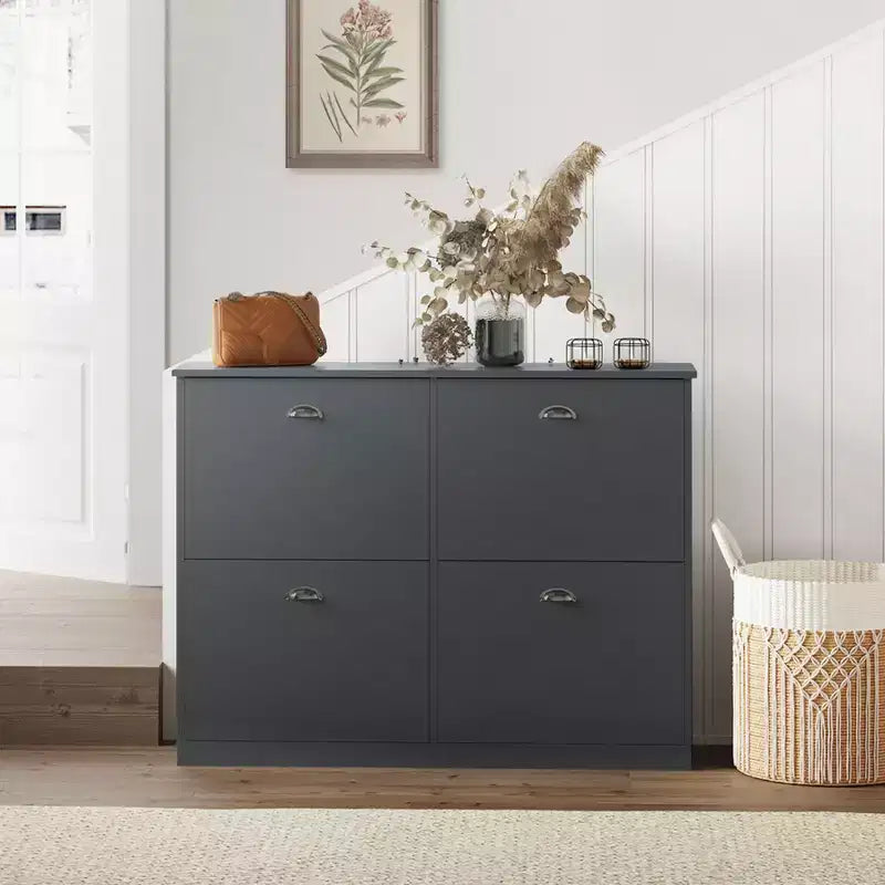 GDFStudio Zinnia Modern 40.3'' Shoe Rack with 4 Flip-Top Drawers