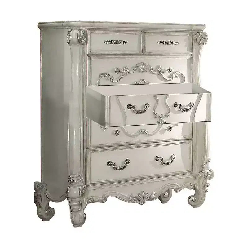 47" Versailles Bedroom Sets Bone White - Acme Furniture: Royal Style 5-Drawer Storage