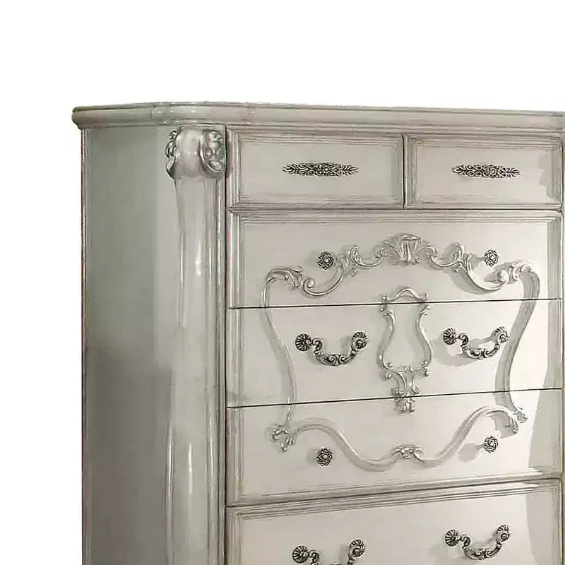 47" Versailles Bedroom Sets Bone White - Acme Furniture: Royal Style 5-Drawer Storage