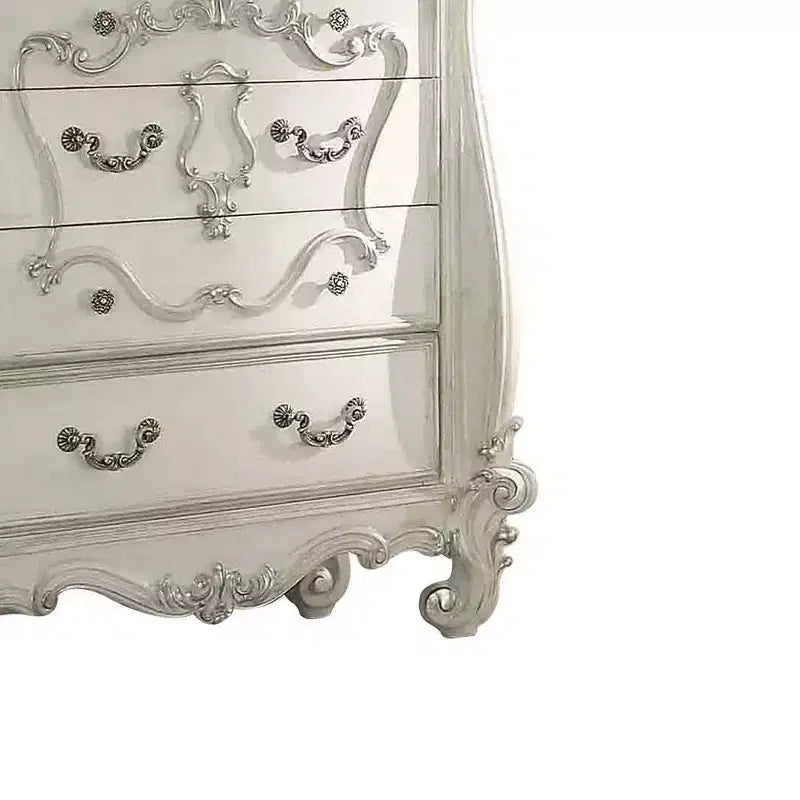 47" Versailles Bedroom Sets Bone White - Acme Furniture: Royal Style 5-Drawer Storage