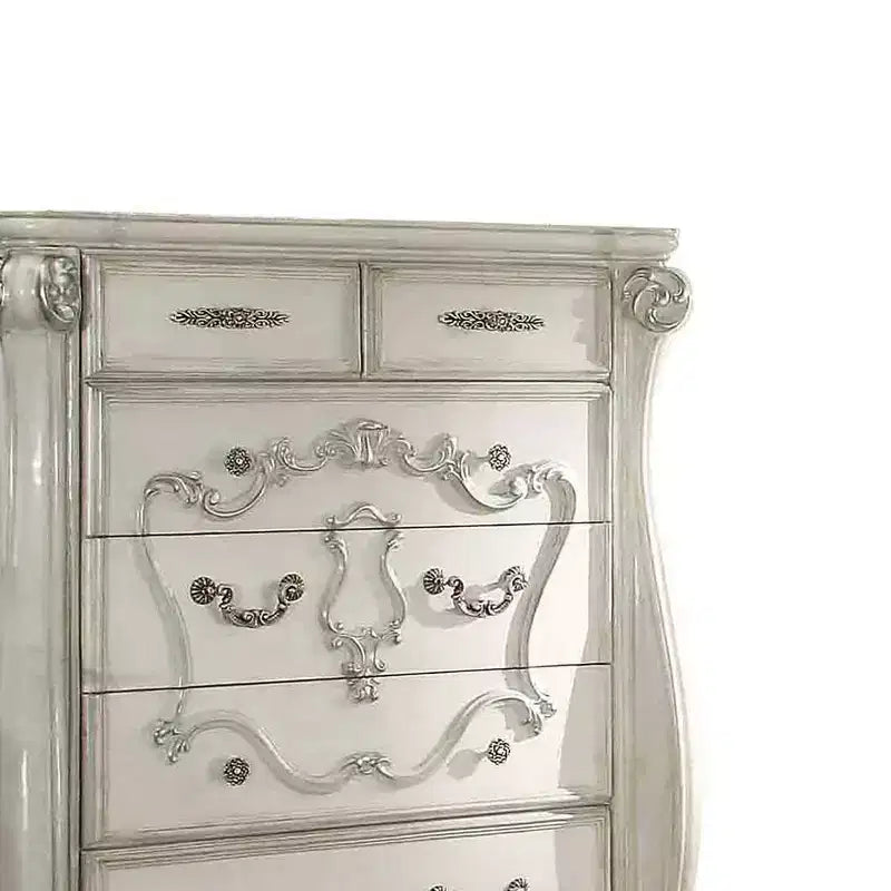 47" Versailles Bedroom Sets Bone White - Acme Furniture: Royal Style 5-Drawer Storage
