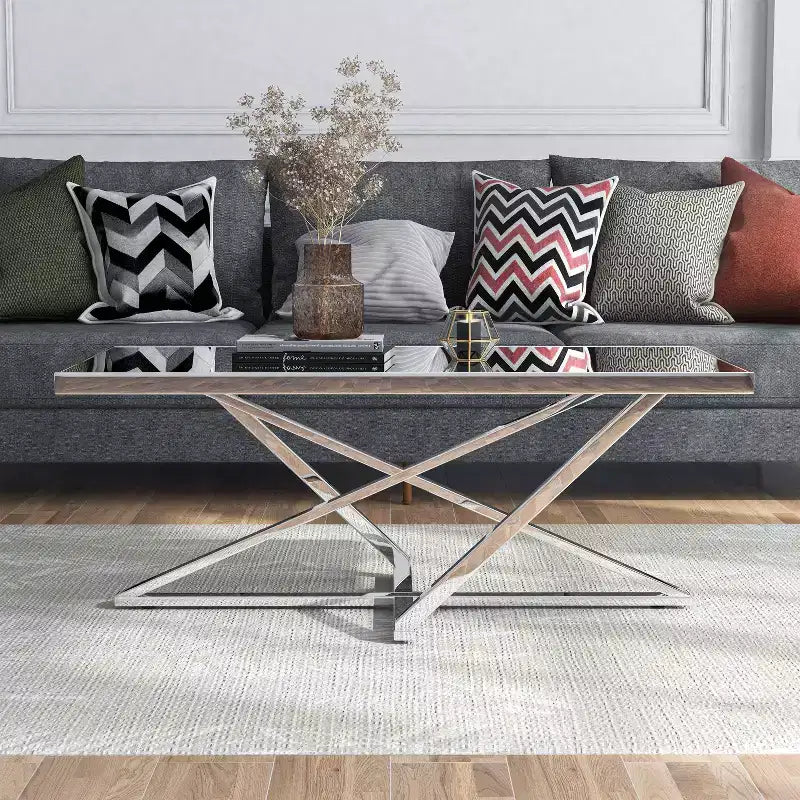 Drubeck Mirrored Rectangle Coffee Table Chrome - HOMES: Inside + Out