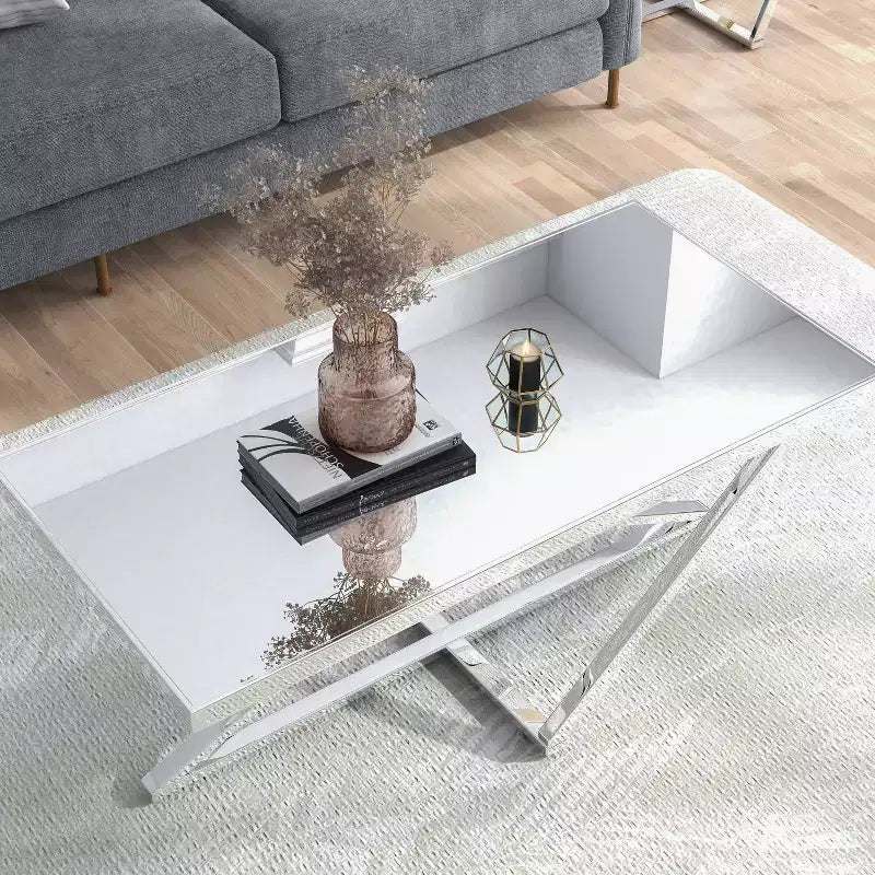 Drubeck Mirrored Rectangle Coffee Table Chrome - HOMES: Inside + Out