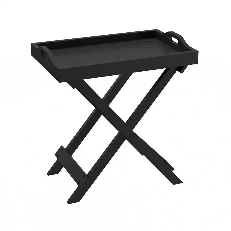 End Table with Removable Tray Top Black - Lavish Home: Folding Portable 22lb Capacity Modern Style