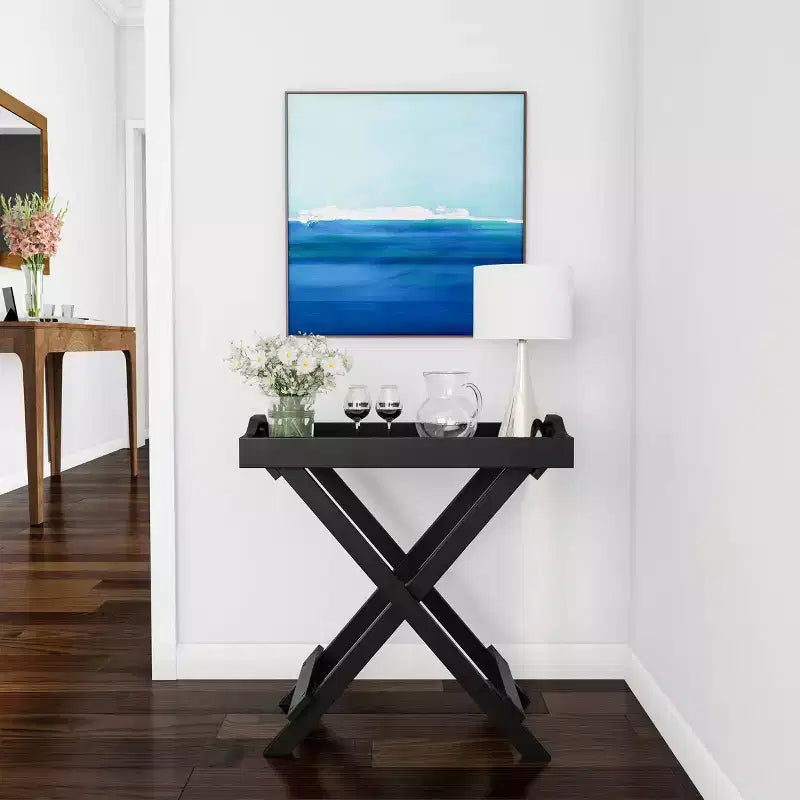 End Table with Removable Tray Top Black - Lavish Home: Folding Portable 22lb Capacity Modern Style