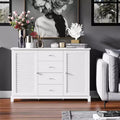 HOMCOM 47 Modern Storage Cabinet Buffet Sideboard with Drawers and Louvered Doors- White