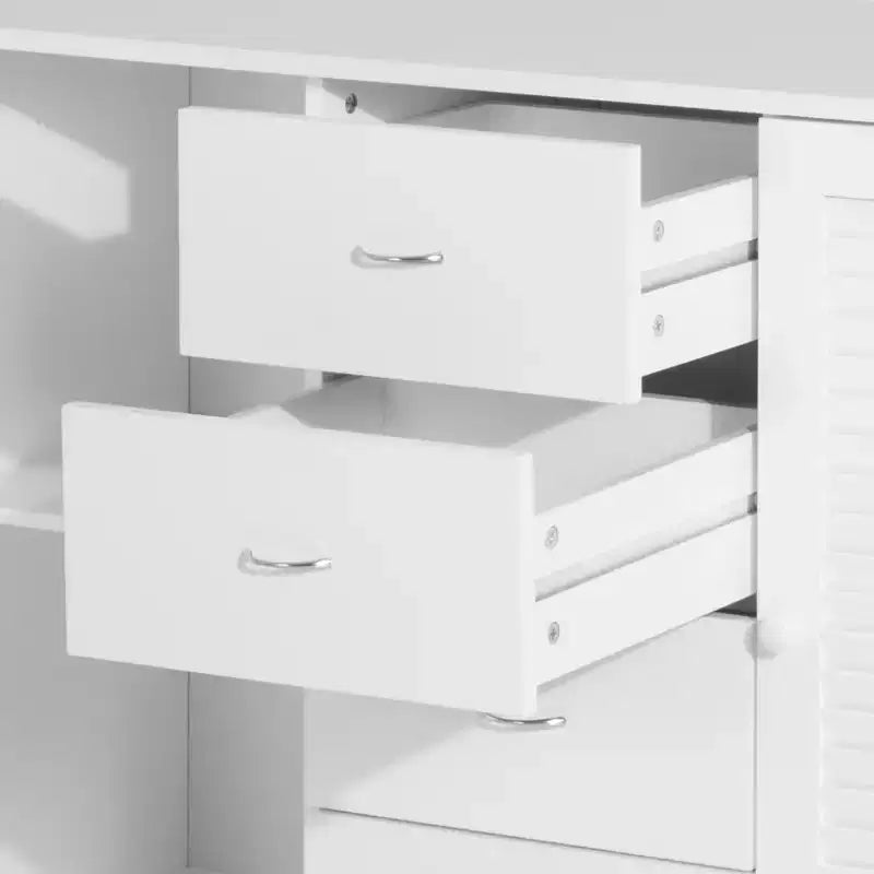 HOMCOM 47 Modern Storage Cabinet Buffet Sideboard with Drawers and Louvered Doors- White