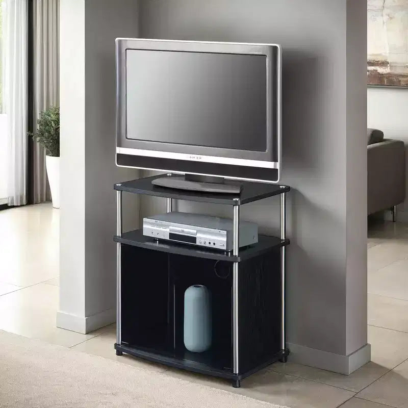 Designs2Go TV Stand for TVs up to 25 with Black Glass Storage Cabinet and Shelf - Breighton Home