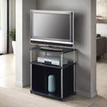 Designs2Go TV Stand for TVs up to 25 with Black Glass Storage Cabinet and Shelf - Breighton Home