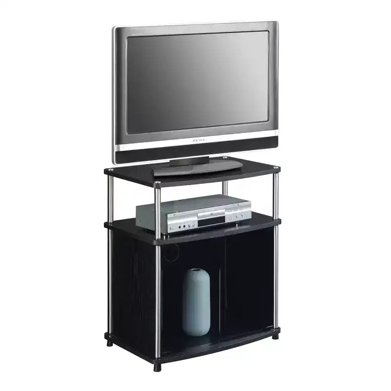 Designs2Go TV Stand for TVs up to 25 with Black Glass Storage Cabinet and Shelf - Breighton Home