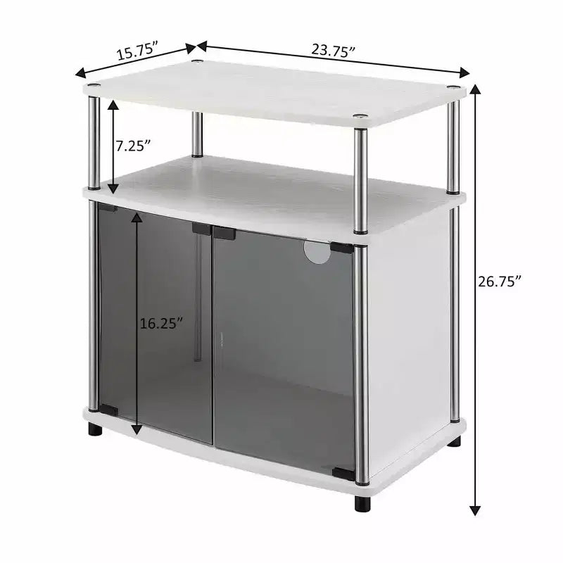 Designs2Go TV Stand for TVs up to 25 with Black Glass Storage Cabinet and Shelf - Breighton Home