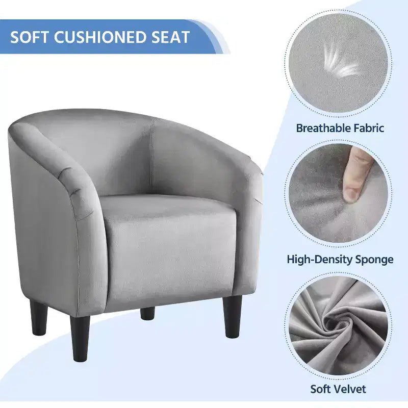 Yaheetech Fabric Upholstered Accent/Barrel Chair and Ottoman Set for Living Room